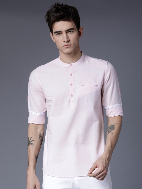 LOCOMOTIVE Men Pink Slim Fit Solid Casual Shirt