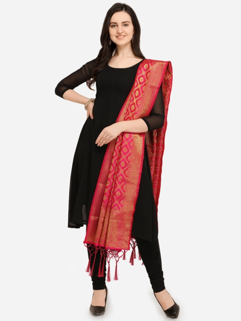 Blissta Pink Woven Design Dupatta