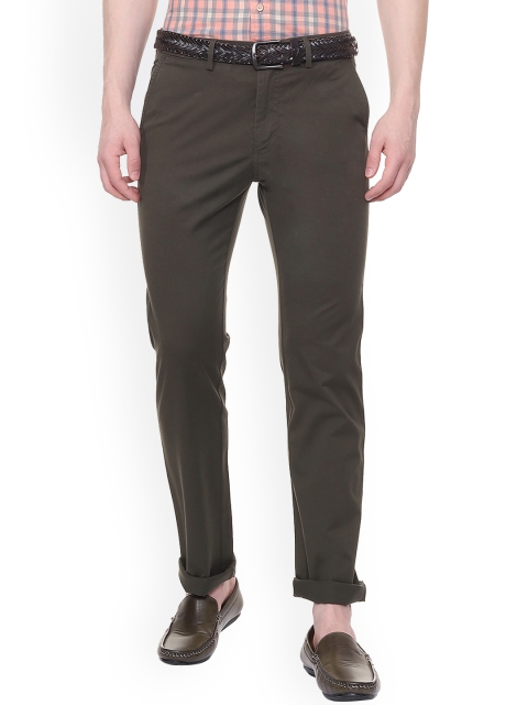 Allen Solly Men Grey Regular Fit Self Design Regular Trousers