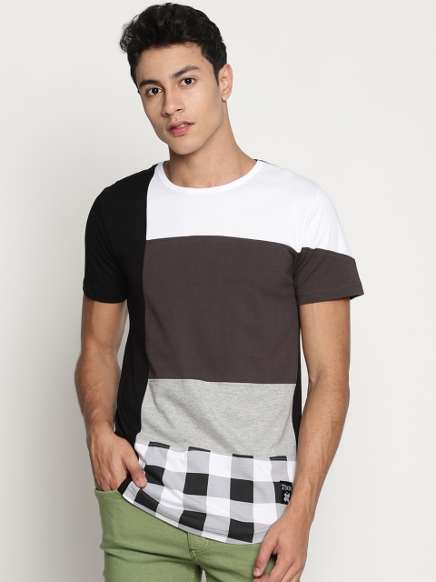 KULTPRIT Men Black Colourblocked Round Neck T-shirt