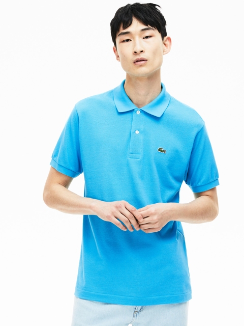 Lacoste Men Blue Solid Polo Collar T-shirt