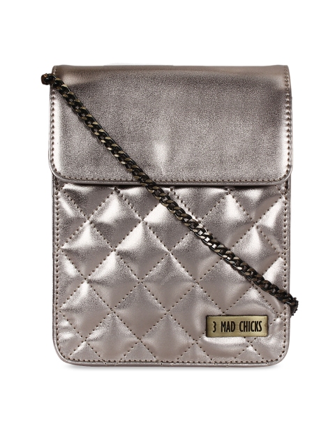 3 Mad Chicks Silver-Toned Self Design Sling Bag