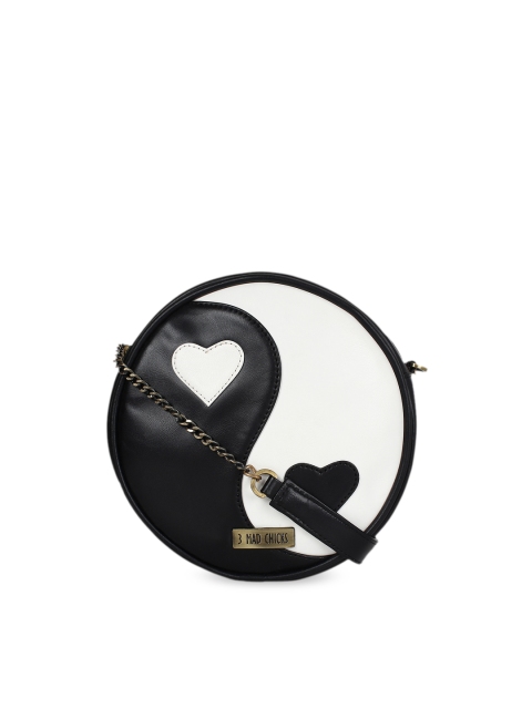 3 Mad Chicks Black & White Colourblocked Sling Bag