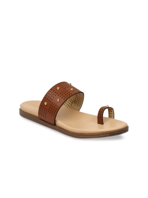 VALIOSAA Women Brown Textured One Toe Flats