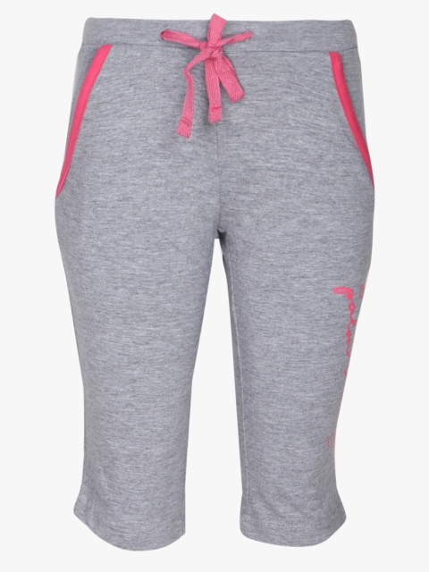 Gini and Jony Girls Grey Solid Regular Fit Capri