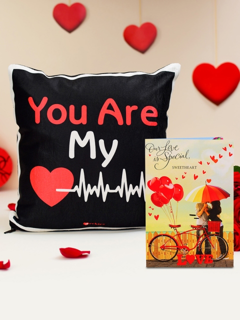 Archies Love Gifts Multicoloured Combo of Cushion & Greeting Card, Multi