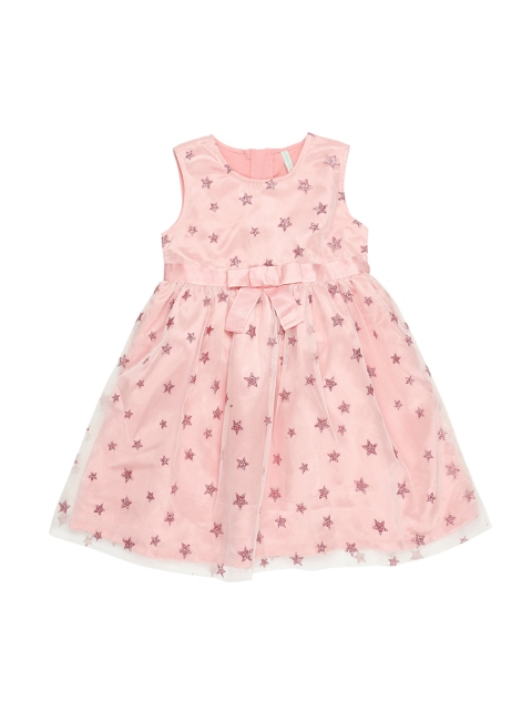 Pantaloons Junior Girls Peach-Coloured Embellished Fit and Flare Dress