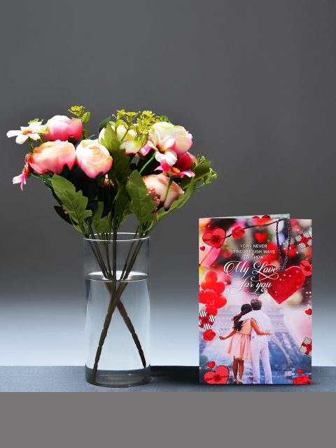 Archies Multicoloured Combo of Valentine's Day Flower & Greeting Card, Multi