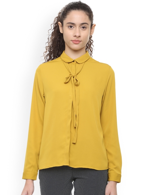 Van Heusen Woman Yellow Regular Fit Solid Casual Shirt