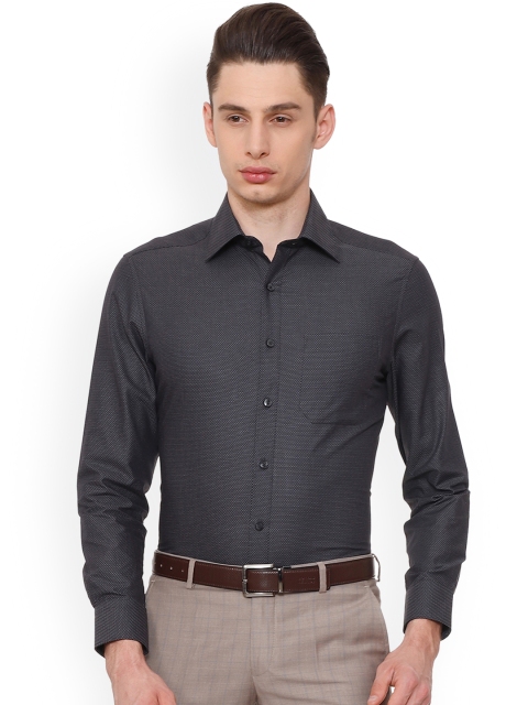 Louis Philippe Men Grey Regular Fit Printed Formal Shirt