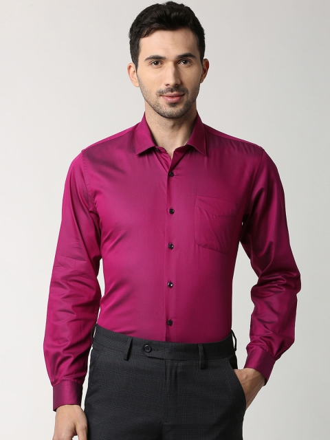 Peter England Elite Men Magenta Regular Fit Solid Formal Shirt