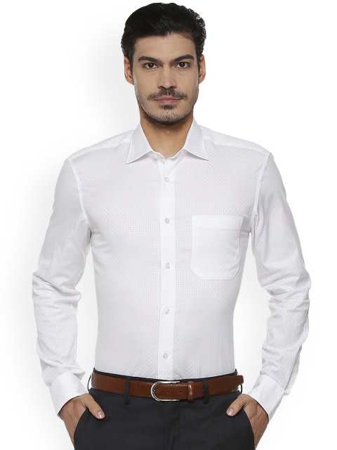 Louis Philippe Men White Regular Fit Self Design Formal Shirt