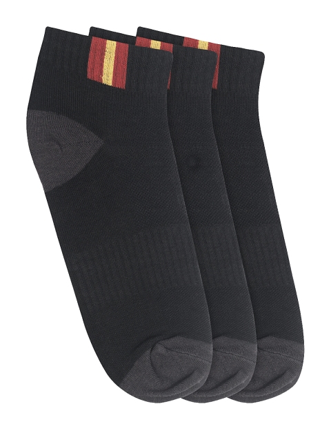 JUMP USA Men Pack of 3 Solid Ankle-Length Socks, Black