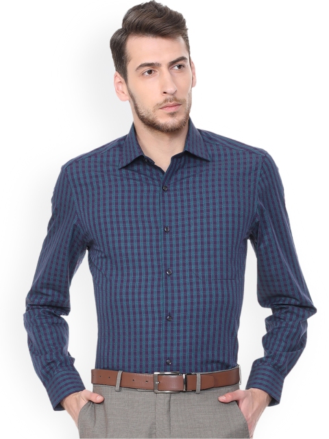 Louis Philippe Men Blue Regular Fit Checked Formal Shirt