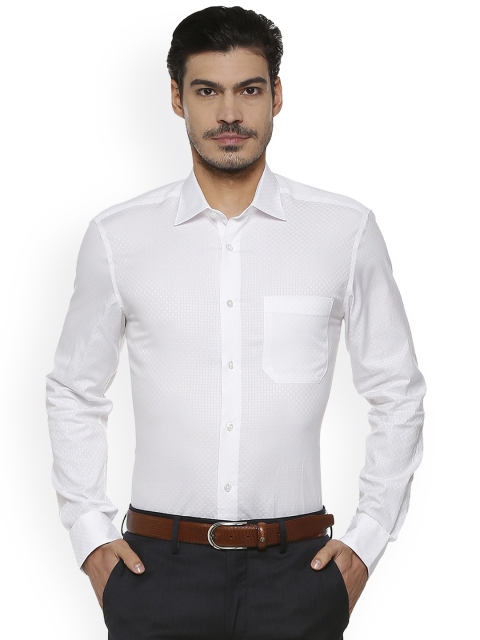Louis Philippe Men White Regular Fit Self Design Formal Shirt