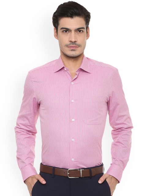 Louis Philippe Men Pink Regular Fit Striped Formal Shirt