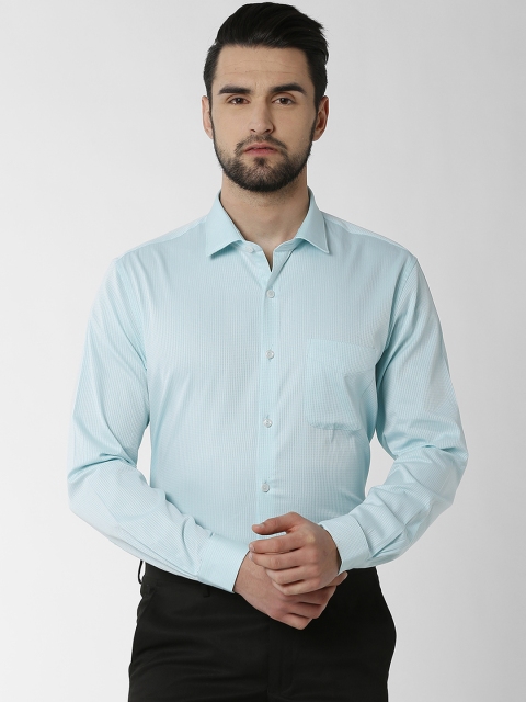 Peter England Elite Men Blue Regular Fit Self Design Formal Shirt