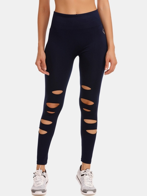 Zelocity Women Blue Solid Ankle-Length Leggings