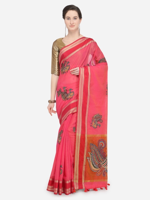 Stylee LIFESTYLE Pink Printed Bhagalpuri Saree