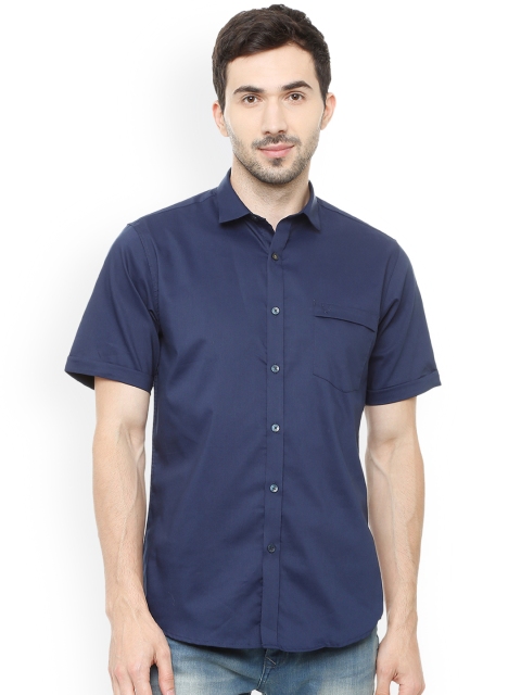 Allen Solly Men Navy Blue Regular Fit Solid Casual Shirt