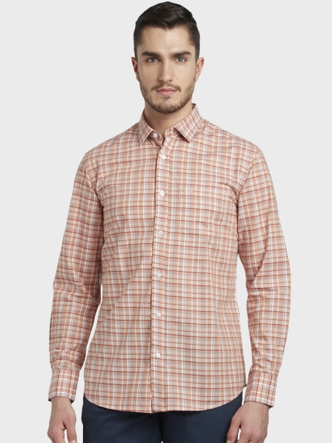 ColorPlus Men Brown Slim Fit Checked Casual Shirt