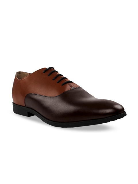 RAPAWALK Men Brown Standard Width Leather Formal Oxfords