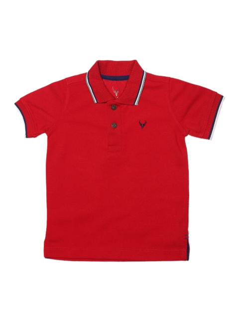 Allen Solly Junior Boys Red Solid Polo Collar T-shirt