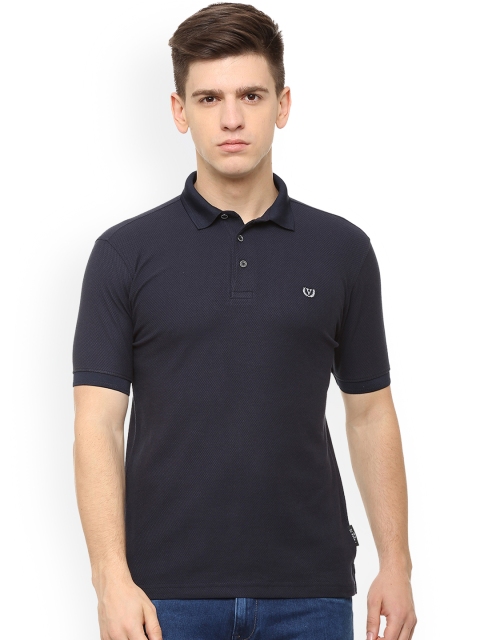 Van Heusen Sport Men Navy Blue Solid Polo Collar T-shirt