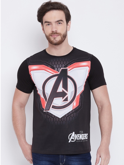 Marvel by Wear Your Mind Men Black Printed Round Neck T-shirt
