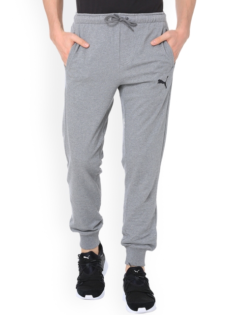 Puma Men Grey Melange Solid Straight-Fit P48 Core Pants TR Joggers