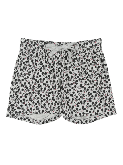 Pantaloons Junior Girls Grey Melange Printed Regular Fit Regular Shorts