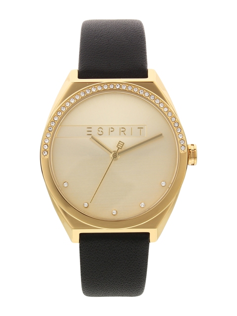 ESPRIT Women Gold-Toned Leather Analogue Watch ES1L057L0025