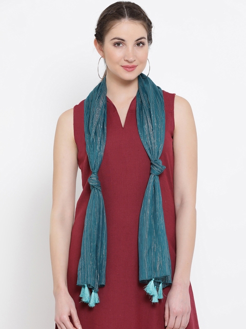 WISSTLER Women Green Striped Stole