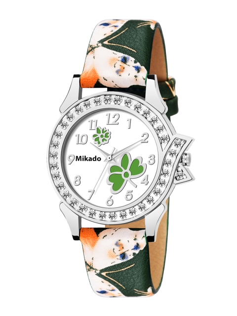 Mikado Women Silver-Toned Leather Analogue Watch 445-Green