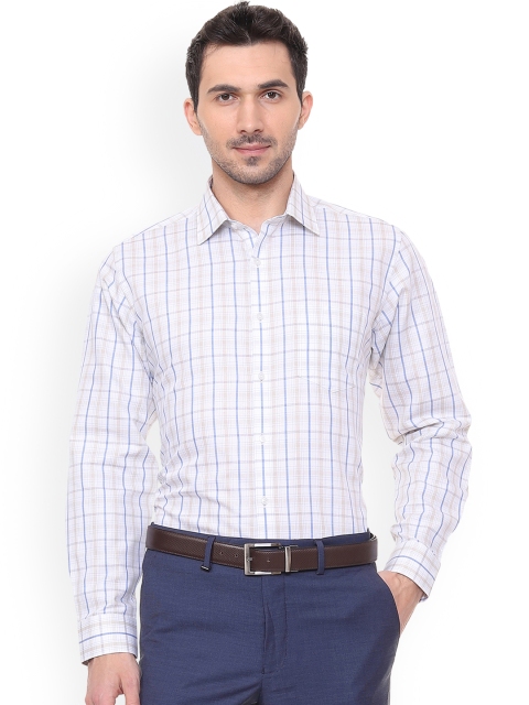 Van Heusen Men Blue & White Regular Fit Checked Formal Shirt