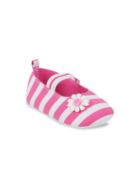 Kittens Girls Pink & White Striped Booties