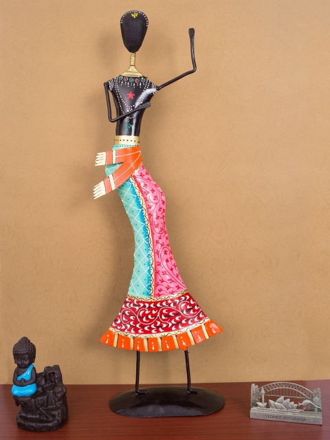 Golden Peacock Multicoloured Dancing Lady Showpiece, Multi