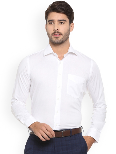 Van Heusen Men White Slim Fit Solid Formal Shirt
