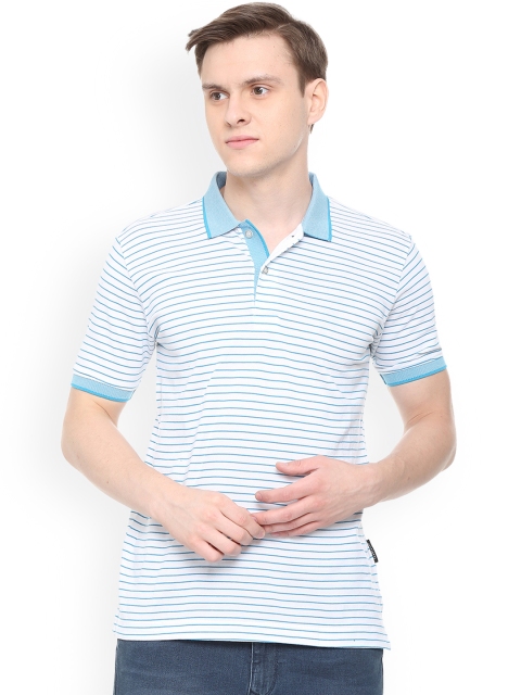 Van Heusen Men Blue Striped Polo Collar T-shirt