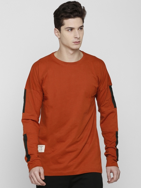 SKULT by Shahid Kapoor Men Orange Solid Round Neck T-shirt