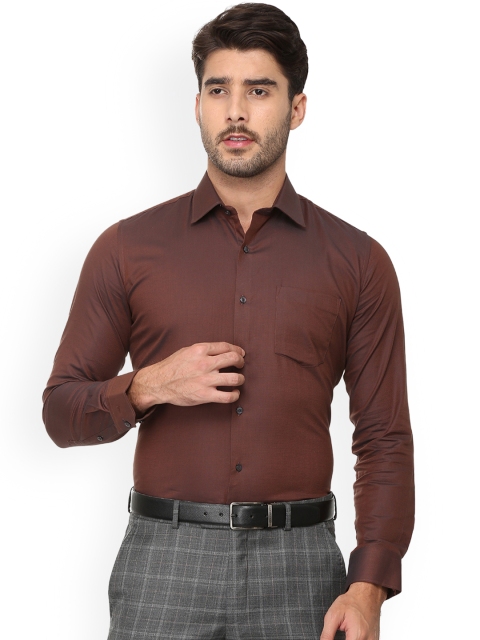 Van Heusen Men Brown Slim Fit Solid Formal Shirt