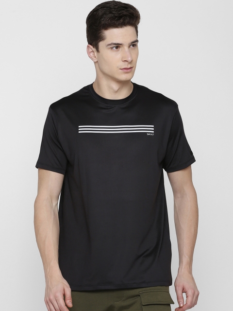 SKULT by Shahid Kapoor Men Black Striped Round Neck T-shirt