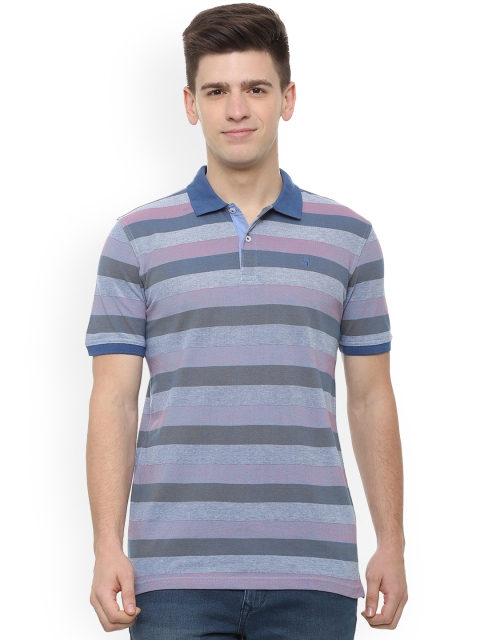 Allen Solly Men Blue Striped Polo Collar T-shirt