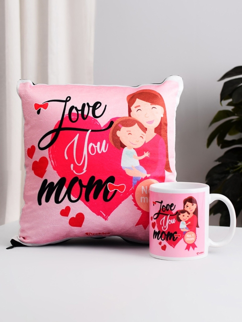 Archies Pink & Peach-Coloured Printed Mug & Cushion Set