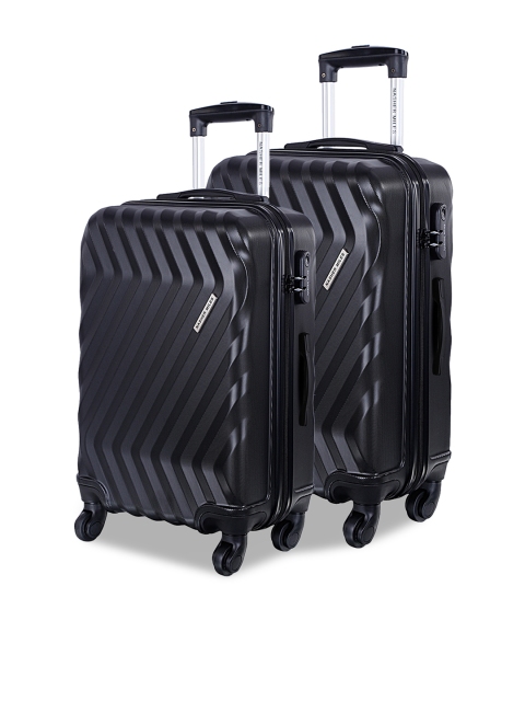 Nasher Miles Unisex Black Set of 2 Textured Trolley Bags