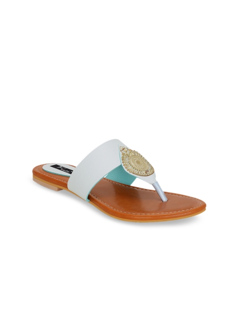 Kielz Women White Solid T-Strap Flats