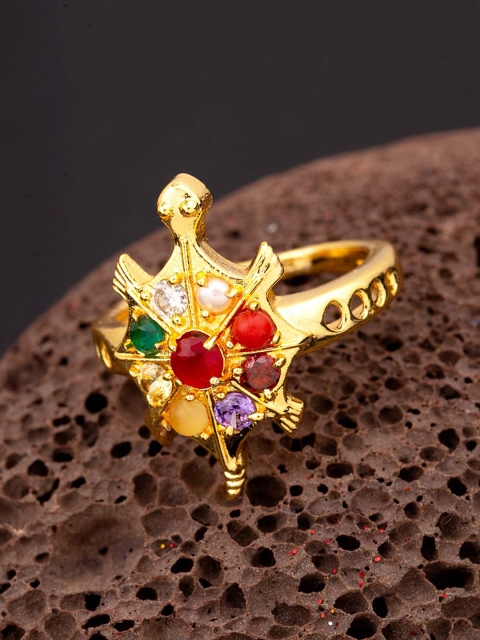 Dare by Voylla Men Gold-Plated & Multicoloured CZ Embellished Handcrafted Finger Ring
Dare by Voylla Men Gold-Plated & Multicoloured CZ Embellished Handcrafted Finger Ring
