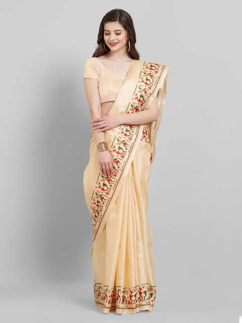 Saree mall Beige Printed Art Silk Saree