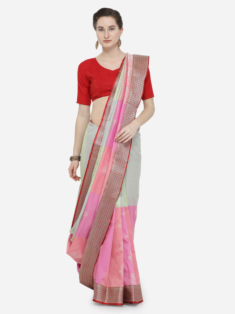 Varkala Silk Sarees Women Pink & Sea Green Silk Blend Woven Design Banarasi Saree
Varkala Silk Sarees Women Pink & Sea Green Silk Blend Woven Design Banarasi Saree