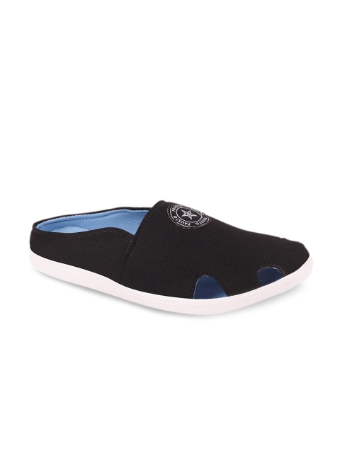FAUSTO Men Black Slip-On Sneakers